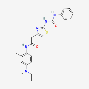 molecular formula C23H27N5O2S B2770281 N-(4-(diethylamino)-2-methylphenyl)-2-(2-(3-phenylureido)thiazol-4-yl)acetamide CAS No. 921465-41-0