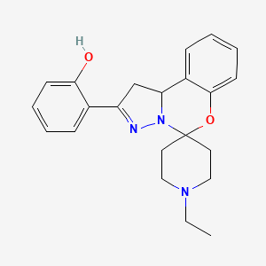 molecular formula C22H25N3O2 B2770308 2-(1'-Ethyl-1,10b-dihydrospiro[benzo[e]pyrazolo[1,5-c][1,3]oxazine-5,4'-piperidin]-2-yl)phenol CAS No. 899727-51-6