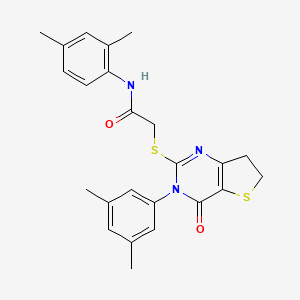 molecular formula C24H25N3O2S2 B2770317 N-(2,4-dimethylphenyl)-2-((3-(3,5-dimethylphenyl)-4-oxo-3,4,6,7-tetrahydrothieno[3,2-d]pyrimidin-2-yl)thio)acetamide CAS No. 877653-40-2