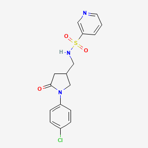 molecular formula C16H16ClN3O3S B2770322 N-((1-(4-chlorophenyl)-5-oxopyrrolidin-3-yl)methyl)pyridine-3-sulfonamide CAS No. 954608-37-8