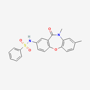 molecular formula C21H18N2O4S B2770323 N-(8,10-dimethyl-11-oxo-10,11-dihydrodibenzo[b,f][1,4]oxazepin-2-yl)benzenesulfonamide CAS No. 922036-46-2