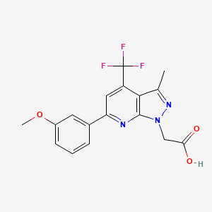 molecular formula C17H14F3N3O3 B2770325 [6-(3-methoxyphenyl)-3-methyl-4-(trifluoromethyl)-1H-pyrazolo[3,4-b]pyridin-1-yl]acetic acid CAS No. 937605-92-0
