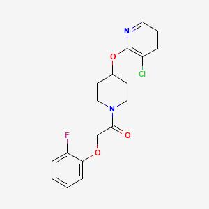 molecular formula C18H18ClFN2O3 B2770326 1-(4-((3-Chloropyridin-2-yl)oxy)piperidin-1-yl)-2-(2-fluorophenoxy)ethanone CAS No. 1448133-95-6
