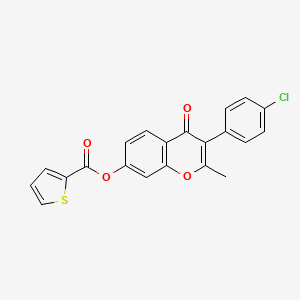 molecular formula C21H13ClO4S B2770330 3-(4-氯苯基)-2-甲基-4-氧代-4H-香豆素-7-基 硫代呋喃-2-羧酸酯 CAS No. 618390-52-6