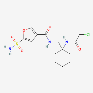 molecular formula C14H20ClN3O5S B2770331 N-[[1-[(2-Chloroacetyl)amino]cyclohexyl]methyl]-5-sulfamoylfuran-3-carboxamide CAS No. 2418659-63-7