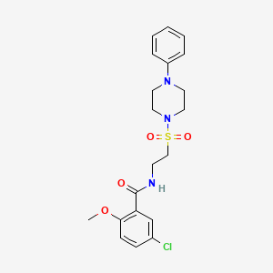 molecular formula C20H24ClN3O4S B2770333 5-chloro-2-methoxy-N-(2-((4-phenylpiperazin-1-yl)sulfonyl)ethyl)benzamide CAS No. 897621-09-9