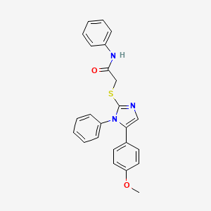 molecular formula C24H21N3O2S B2770335 2-((5-(4-methoxyphenyl)-1-phenyl-1H-imidazol-2-yl)thio)-N-phenylacetamide CAS No. 1207022-21-6