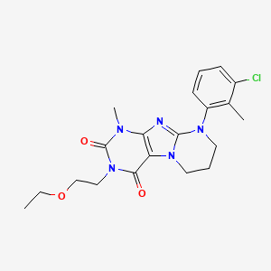 molecular formula C20H24ClN5O3 B2770342 9-(3-chloro-2-methylphenyl)-3-(2-ethoxyethyl)-1-methyl-1H,2H,3H,4H,6H,7H,8H,9H-pyrimido[1,2-g]purine-2,4-dione CAS No. 876900-28-6