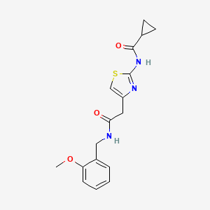 molecular formula C17H19N3O3S B2770353 N-(4-(2-((2-methoxybenzyl)amino)-2-oxoethyl)thiazol-2-yl)cyclopropanecarboxamide CAS No. 923164-92-5