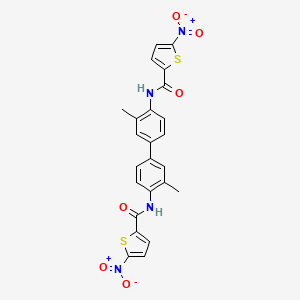 molecular formula C24H18N4O6S2 B2770355 N-[3,3'-dimethyl-4'-(5-nitrothiophene-2-amido)-[1,1'-biphenyl]-4-yl]-5-nitrothiophene-2-carboxamide CAS No. 324759-22-0