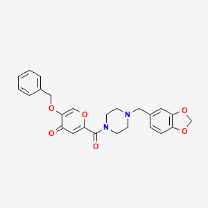 molecular formula C25H24N2O6 B2770357 2-(4-(benzo[d][1,3]dioxol-5-ylmethyl)piperazine-1-carbonyl)-5-(benzyloxy)-4H-pyran-4-one CAS No. 1021060-27-4