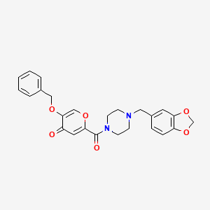 2-(4-(benzo[d][1,3]dioxol-5-ylmethyl)piperazine-1-carbonyl)-5-(benzyloxy)-4H-pyran-4-one