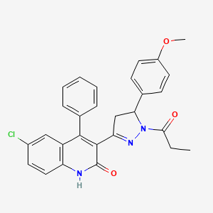 6-chloro-3-(5-(4-methoxyphenyl)-1-propionyl-4,5-dihydro-1H-pyrazol-3-yl)-4-phenylquinolin-2(1H)-one