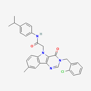 molecular formula C29H27ClN4O2 B2770362 2-(3-(2-chlorobenzyl)-8-methyl-4-oxo-3H-pyrimido[5,4-b]indol-5(4H)-yl)-N-(4-isopropylphenyl)acetamide CAS No. 1189497-34-4
