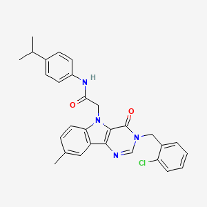 2-(3-(2-chlorobenzyl)-8-methyl-4-oxo-3H-pyrimido[5,4-b]indol-5(4H)-yl)-N-(4-isopropylphenyl)acetamide