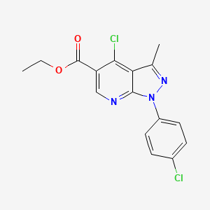 molecular formula C16H13Cl2N3O2 B2770371 ethyl 4-chloro-1-(4-chlorophenyl)-3-methyl-1H-pyrazolo[3,4-b]pyridine-5-carboxylate CAS No. 866050-41-1