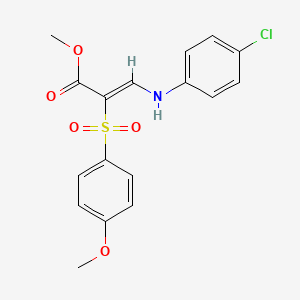 molecular formula C17H16ClNO5S B2770376 methyl (2Z)-3-[(4-chlorophenyl)amino]-2-[(4-methoxyphenyl)sulfonyl]acrylate CAS No. 1327174-43-5