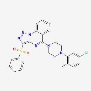 molecular formula C26H23ClN6O2S B2770392 1-[3-(BENZENESULFONYL)-[1,2,3]TRIAZOLO[1,5-A]QUINAZOLIN-5-YL]-4-(5-CHLORO-2-METHYLPHENYL)PIPERAZINE CAS No. 893275-22-4