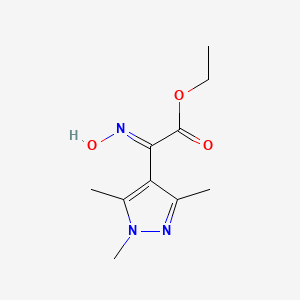 molecular formula C10H15N3O3 B2770393 ethyl 2-(N-hydroxyimino)-2-(trimethyl-1H-pyrazol-4-yl)acetate CAS No. 1006494-91-2