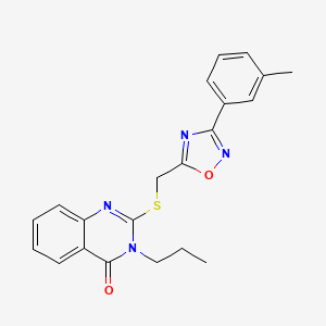 molecular formula C21H20N4O2S B2770395 3-propyl-2-(((3-(m-tolyl)-1,2,4-oxadiazol-5-yl)methyl)thio)quinazolin-4(3H)-one CAS No. 2177450-04-1