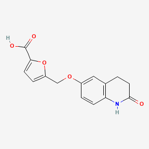 molecular formula C15H13NO5 B2770398 5-{[(2-Oxo-1,2,3,4-tetrahydroquinolin-6-yl)oxy]methyl}furan-2-carboxylic acid CAS No. 953891-31-1