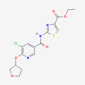 molecular formula C16H16ClN3O5S B2770402 Ethyl 2-(5-chloro-6-((tetrahydrofuran-3-yl)oxy)nicotinamido)thiazole-4-carboxylate CAS No. 1903913-28-9
