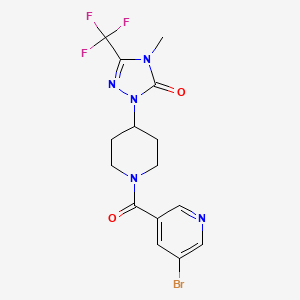 molecular formula C15H15BrF3N5O2 B2770407 1-(1-(5-bromonicotinoyl)piperidin-4-yl)-4-methyl-3-(trifluoromethyl)-1H-1,2,4-triazol-5(4H)-one CAS No. 2034511-27-6