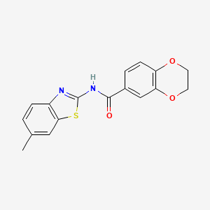 molecular formula C17H14N2O3S B2770420 N-(6-methyl-1,3-benzothiazol-2-yl)-2,3-dihydro-1,4-benzodioxine-6-carboxamide CAS No. 477553-65-4