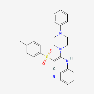 2-((4-Methylphenyl)sulfonyl)-3-(phenylamino)-3-(4-phenylpiperazinyl)prop-2-enenitrile