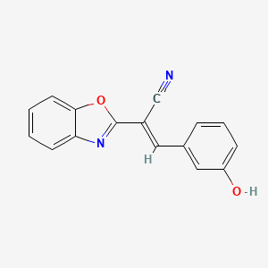 molecular formula C16H10N2O2 B2770439 (2E)-2-(1,3-benzoxazol-2-yl)-3-(3-hydroxyphenyl)prop-2-enenitrile CAS No. 578743-35-8