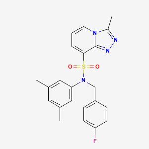 molecular formula C22H21FN4O2S B2770441 N-(3,5-dimethylphenyl)-N-[(4-fluorophenyl)methyl]-3-methyl-[1,2,4]triazolo[4,3-a]pyridine-8-sulfonamide CAS No. 1251586-81-8