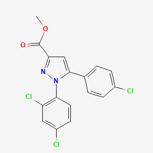 molecular formula C17H11Cl3N2O2 B2770444 methyl 5-(4-chlorophenyl)-1-(2,4-dichlorophenyl)-1H-pyrazole-3-carboxylate CAS No. 158941-06-1