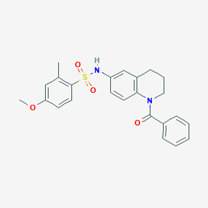 molecular formula C24H24N2O4S B2770451 N-(1-benzoyl-1,2,3,4-tetrahydroquinolin-6-yl)-4-methoxy-2-methylbenzene-1-sulfonamide CAS No. 946211-01-4