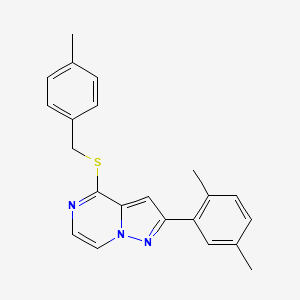 2-(2,5-Dimethylphenyl)-4-[(4-methylbenzyl)thio]pyrazolo[1,5-a]pyrazine