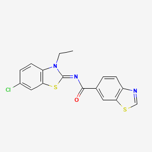 (E)-N-(6-chloro-3-ethylbenzo[d]thiazol-2(3H)-ylidene)benzo[d]thiazole-6-carboxamide