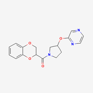 (2,3-Dihydrobenzo[b][1,4]dioxin-2-yl)(3-(pyrazin-2-yloxy)pyrrolidin-1-yl)methanone