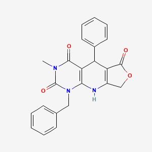 molecular formula C23H19N3O4 B2770459 13-benzyl-11-methyl-8-phenyl-5-oxa-2,11,13-triazatricyclo[7.4.0.03,7]trideca-1(9),3(7)-diene-6,10,12-trione CAS No. 877649-14-4