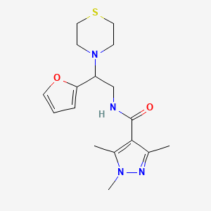 N-(2-(furan-2-yl)-2-thiomorpholinoethyl)-1,3,5-trimethyl-1H-pyrazole-4-carboxamide