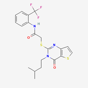 molecular formula C20H20F3N3O2S2 B2770464 2-{[3-(3-methylbutyl)-4-oxo-3H,4H-thieno[3,2-d]pyrimidin-2-yl]sulfanyl}-N-[2-(trifluoromethyl)phenyl]acetamide CAS No. 440329-84-0
