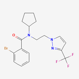 2-bromo-N-cyclopentyl-N-(2-(3-(trifluoromethyl)-1H-pyrazol-1-yl)ethyl)benzamide