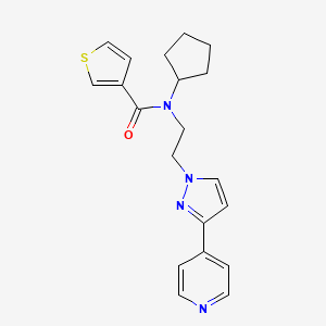 molecular formula C20H22N4OS B2770473 N-cyclopentyl-N-(2-(3-(pyridin-4-yl)-1H-pyrazol-1-yl)ethyl)thiophene-3-carboxamide CAS No. 2034327-21-2