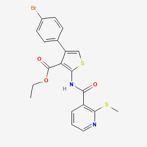molecular formula C20H17BrN2O3S2 B2770488 Ethyl 4-(4-bromophenyl)-2-[2-(methylsulfanyl)pyridine-3-amido]thiophene-3-carboxylate CAS No. 920919-23-9