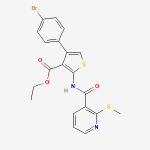 molecular formula C20H17BrN2O3S2 B2770488 Ethyl 4-(4-bromophenyl)-2-[(2-methylsulfanylpyridine-3-carbonyl)amino]thiophene-3-carboxylate CAS No. 920919-23-9