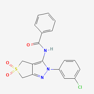 molecular formula C18H14ClN3O3S B2770489 N-[2-(3-chlorophenyl)-5,5-dioxo-4,6-dihydrothieno[3,4-c]pyrazol-3-yl]benzamide CAS No. 681266-55-7