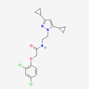 molecular formula C19H21Cl2N3O2 B2770498 2-(2,4-dichlorophenoxy)-N-(2-(3,5-dicyclopropyl-1H-pyrazol-1-yl)ethyl)acetamide CAS No. 1797976-41-0