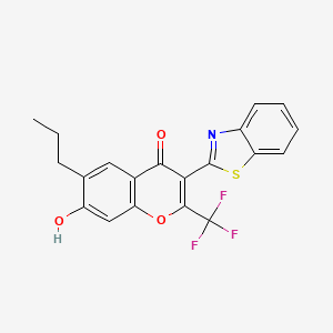 molecular formula C20H14F3NO3S B2770499 3-(1,3-benzothiazol-2-yl)-7-hydroxy-6-propyl-2-(trifluoromethyl)-4H-chromen-4-one CAS No. 136506-91-7