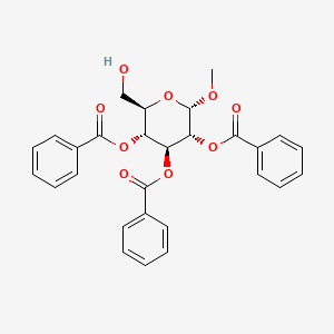 molecular formula C28H26O9 B2770508 (2R,3R,4S,5R,6S)-2-(Hydroxymethyl)-6-methoxytetrahydro-2H-pyran-3,4,5-triyl tribenzoate CAS No. 34234-44-1