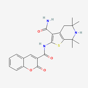 molecular formula C22H23N3O4S B2770511 5,5,7,7-四甲基-2-(2-氧代-2H-香豆素-3-甲酰氨基)-4,5,6,7-四氢噻吩[2,3-c]吡啶-3-甲酰胺 CAS No. 864860-10-6