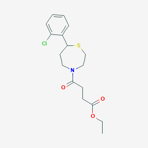 molecular formula C17H22ClNO3S B2770512 Ethyl 4-[7-(2-chlorophenyl)-1,4-thiazepan-4-yl]-4-oxobutanoate CAS No. 1797637-83-2