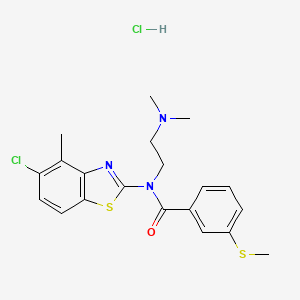 molecular formula C20H23Cl2N3OS2 B2770514 N-(5-CHLORO-4-METHYL-1,3-BENZOTHIAZOL-2-YL)-N-[2-(DIMETHYLAMINO)ETHYL]-3-(METHYLSULFANYL)BENZAMIDE HYDROCHLORIDE CAS No. 1219162-08-9